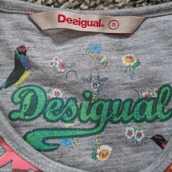 Desigual colorful rainbow laser cut knee length dress S - Picture 8 of 10